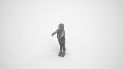 3D human model girl casual kids, photogrammetry scanned person for archviz, wireframe three-quarter view