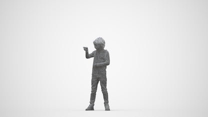 3D people model boy casual kids, scanned human for 3ds Max rendering, wireframe back view