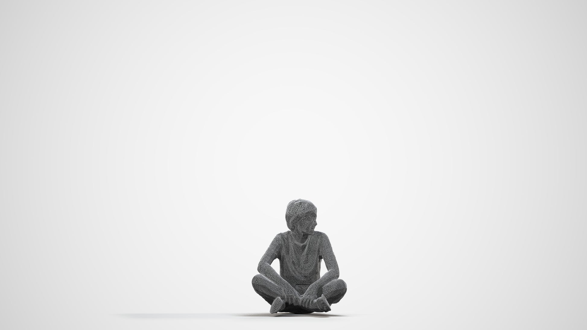 3D human model boy casual kids, photogrammetry scanned person for archviz, wireframe side view