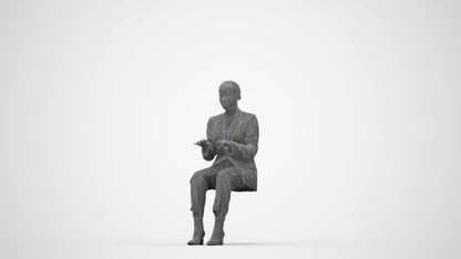 3D human model woman business, photogrammetry scanned person for archviz, wireframe back view