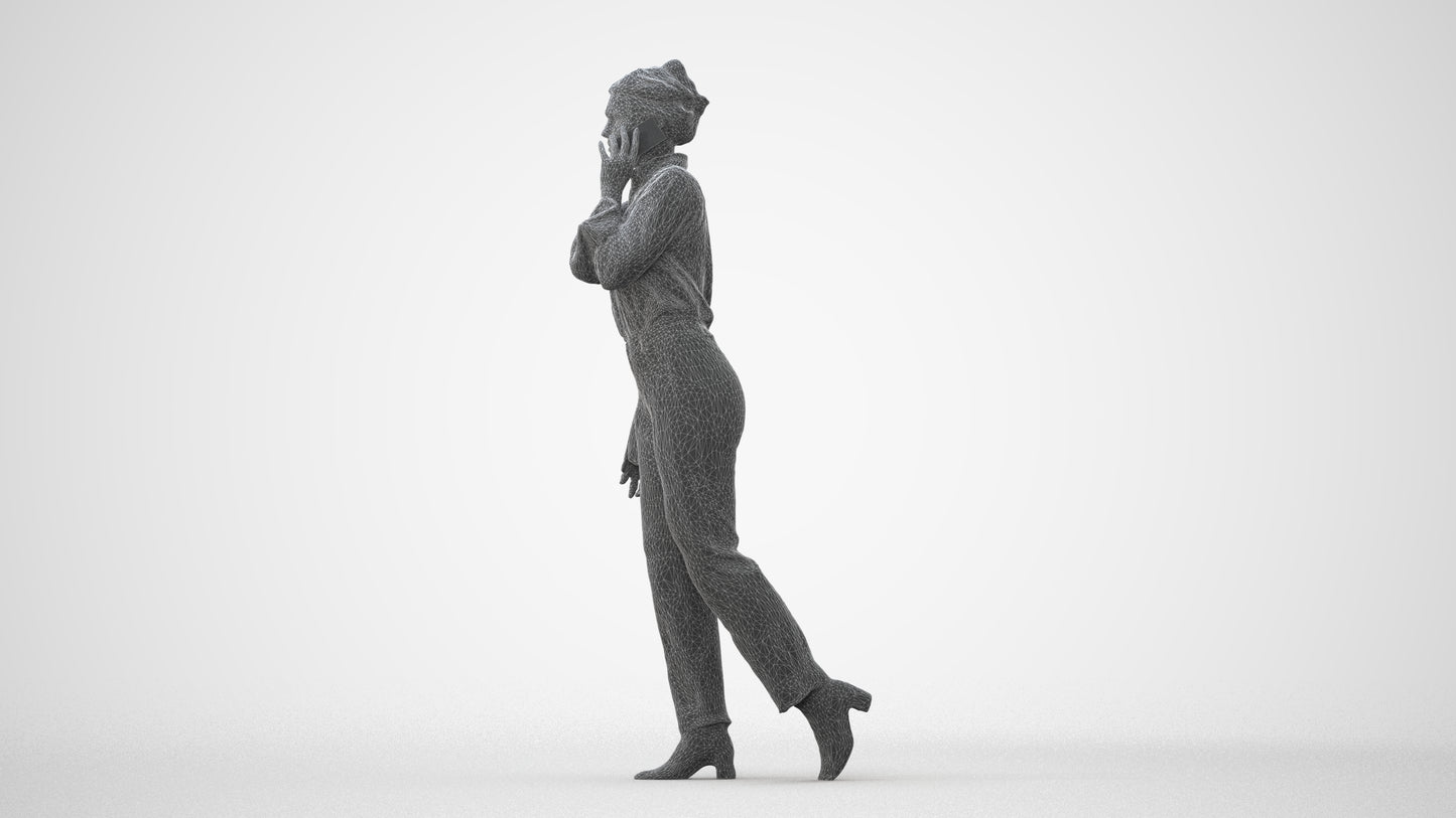 scanned 3D woman business walking, photogrammetry people for Enscape and V-Ray, square thumbnail
