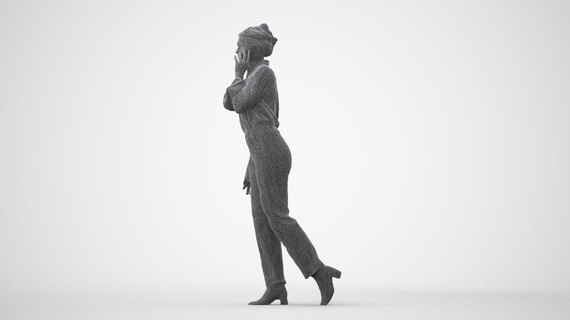 scanned 3D woman business walking, photogrammetry people for Enscape and V-Ray, square thumbnail