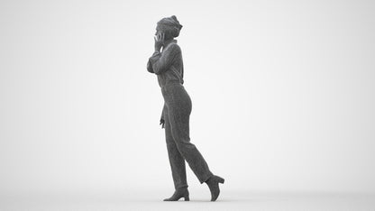 scanned 3D woman business walking, photogrammetry people for Enscape and V-Ray, square thumbnail