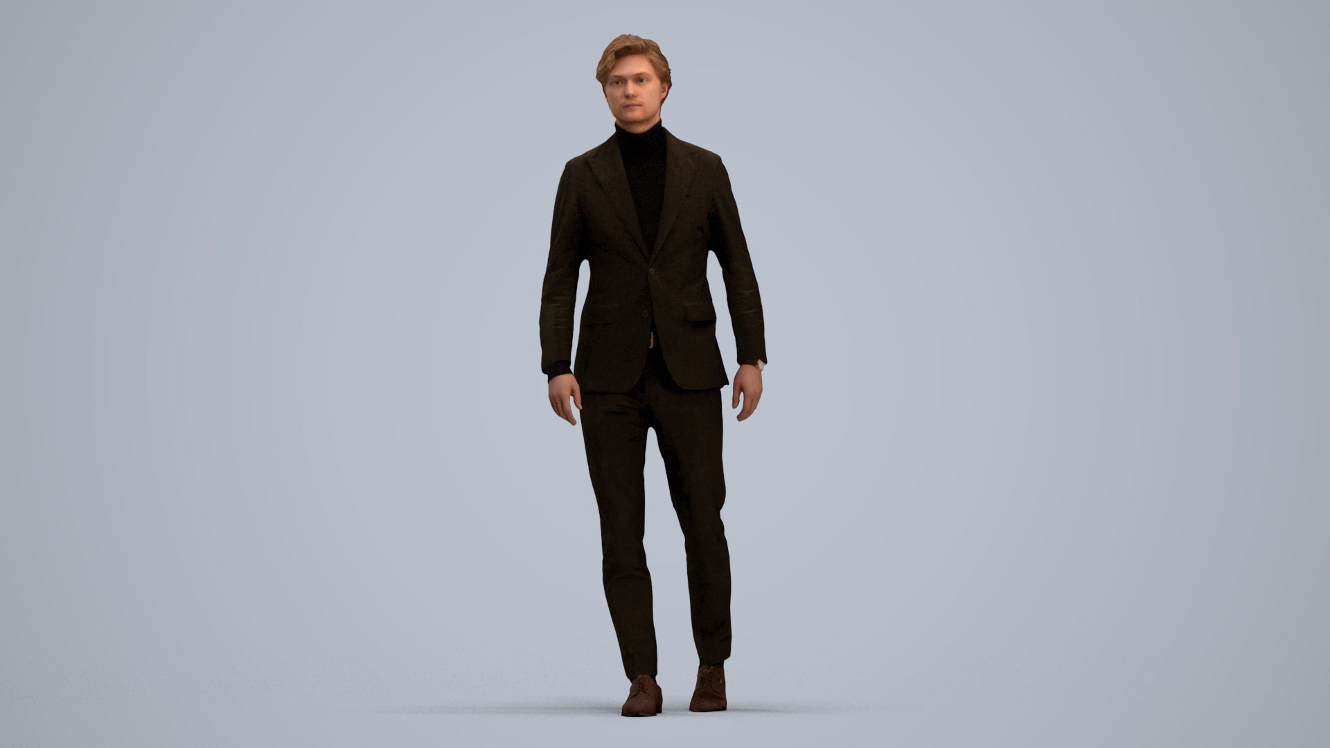 3D people model man business, scanned human for 3ds Max rendering, standing pose render