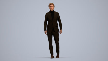 3D people model man business, scanned human for 3ds Max rendering, standing pose render