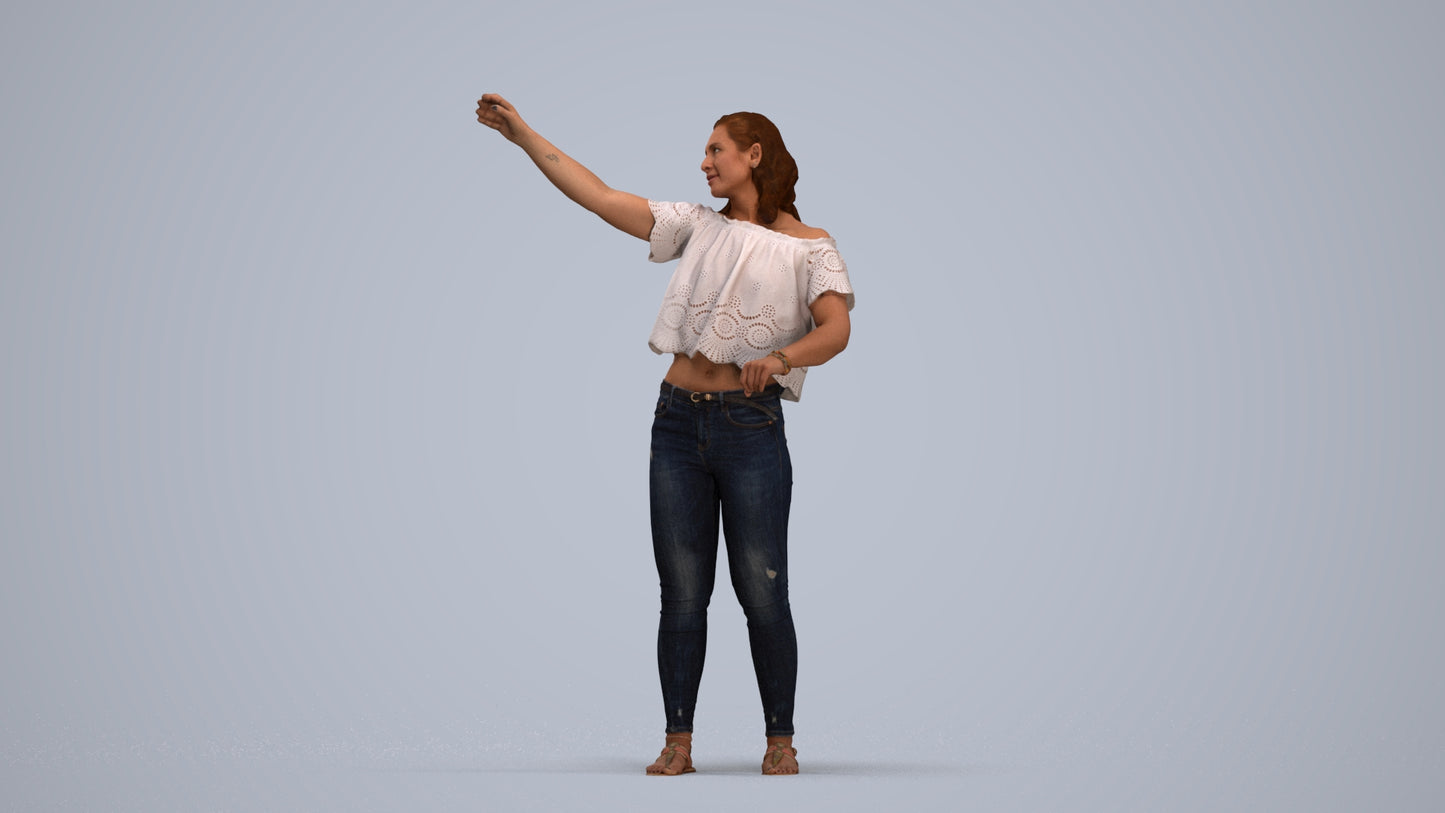 photogrammetry 3D woman casual standing, realistic human model archviz FBX, standing pose render