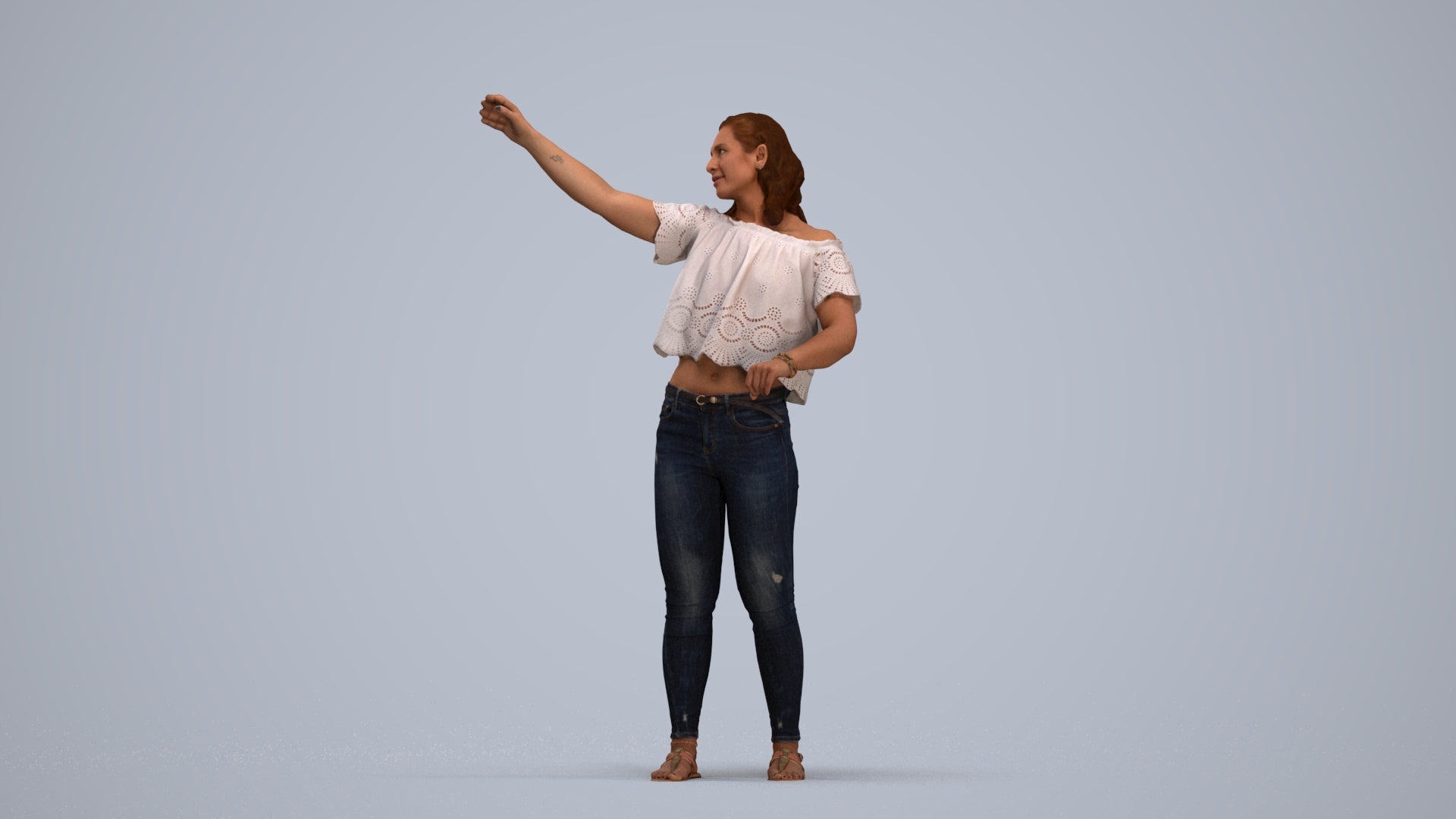 photogrammetry 3D woman casual standing, realistic human model archviz FBX, standing pose render