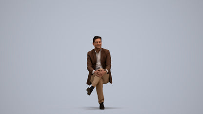 3D people model man business sitting, scanned human for 3ds Max rendering, standing pose render