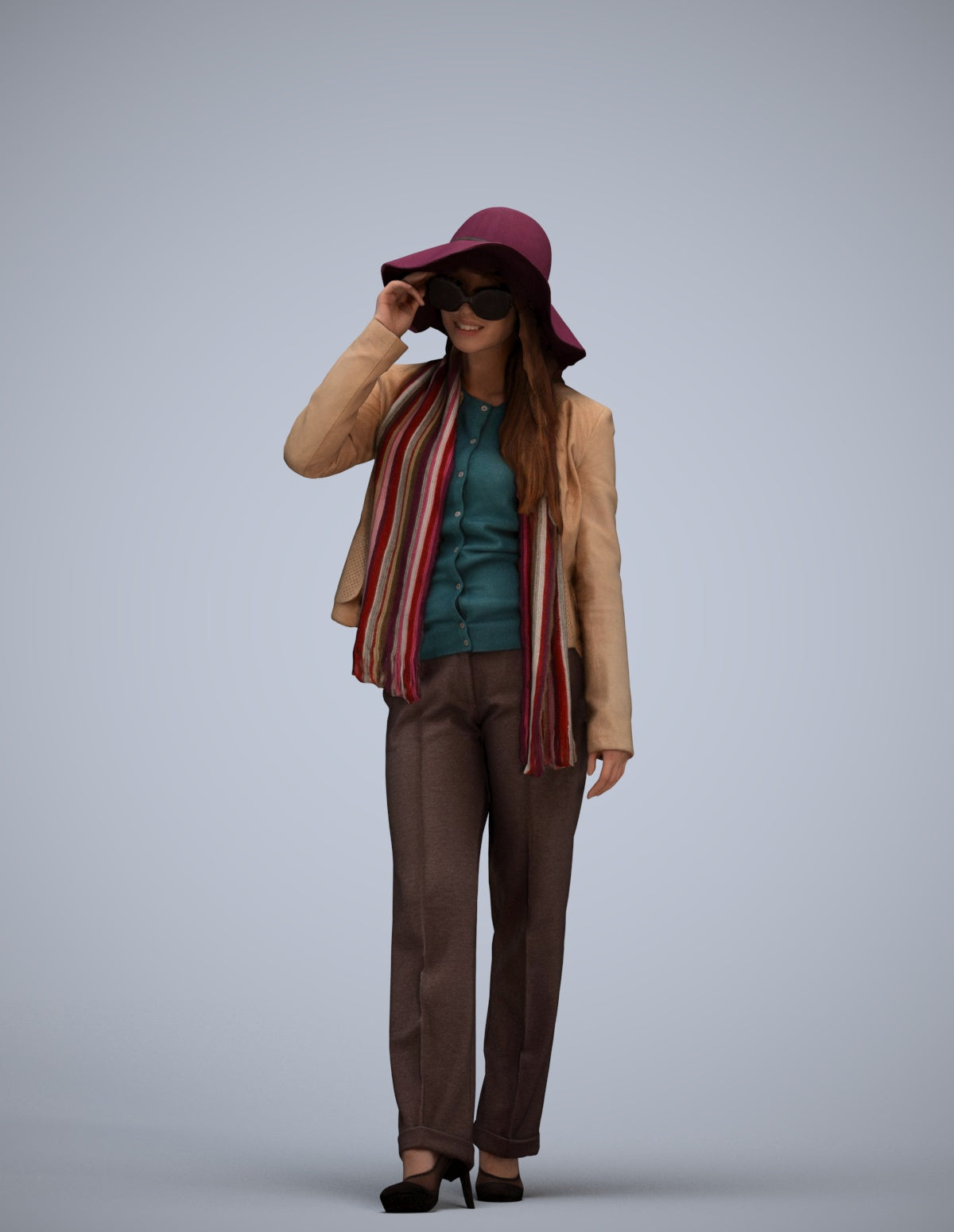 realistic 3D people woman casual standing, render-ready for V-Ray and Corona, FBX OBJ