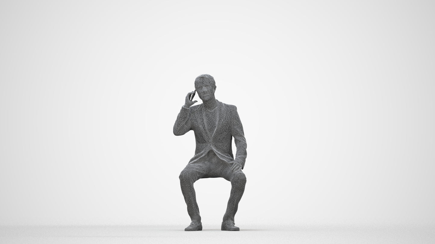 3D scanned man formalaffairs formal, photorealistic archviz people for Enscape and SketchUp, wireframe back view