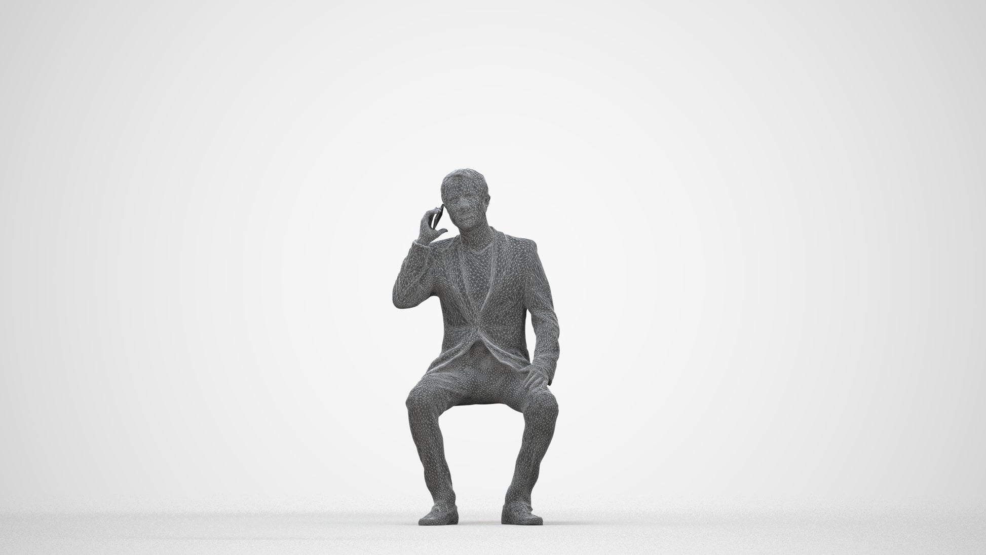 3D scanned man formalaffairs formal, photorealistic archviz people for Enscape and SketchUp, wireframe back view
