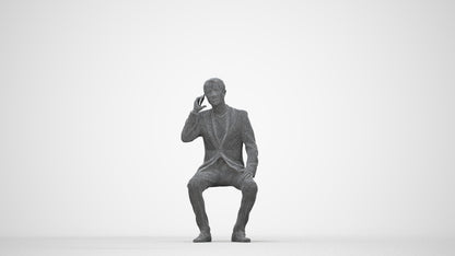 3D scanned man formalaffairs formal, photorealistic archviz people for Enscape and SketchUp, wireframe back view