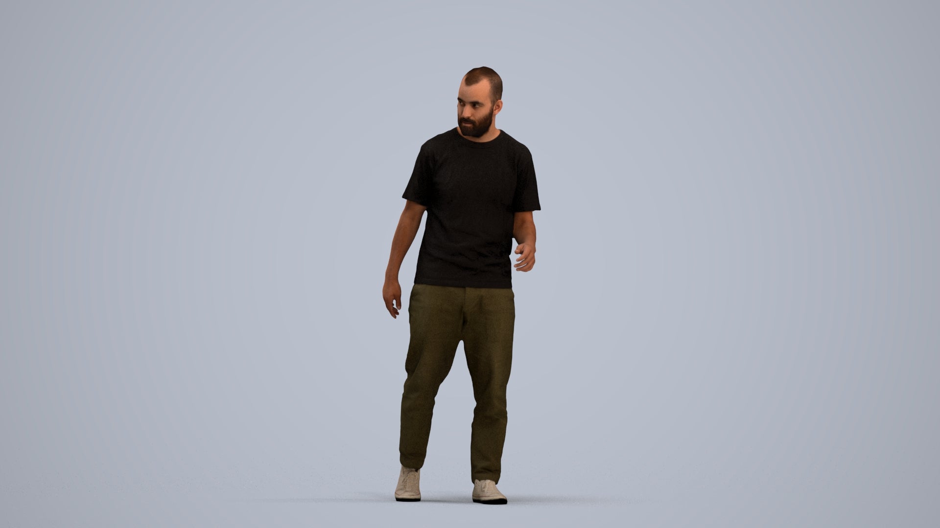 photogrammetry 3D man casual walking, realistic human model archviz FBX, standing pose render