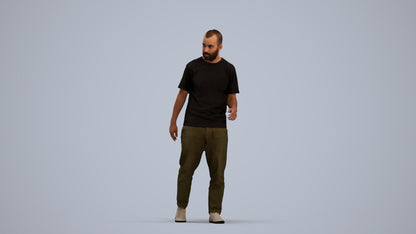 photogrammetry 3D man casual walking, realistic human model archviz FBX, standing pose render