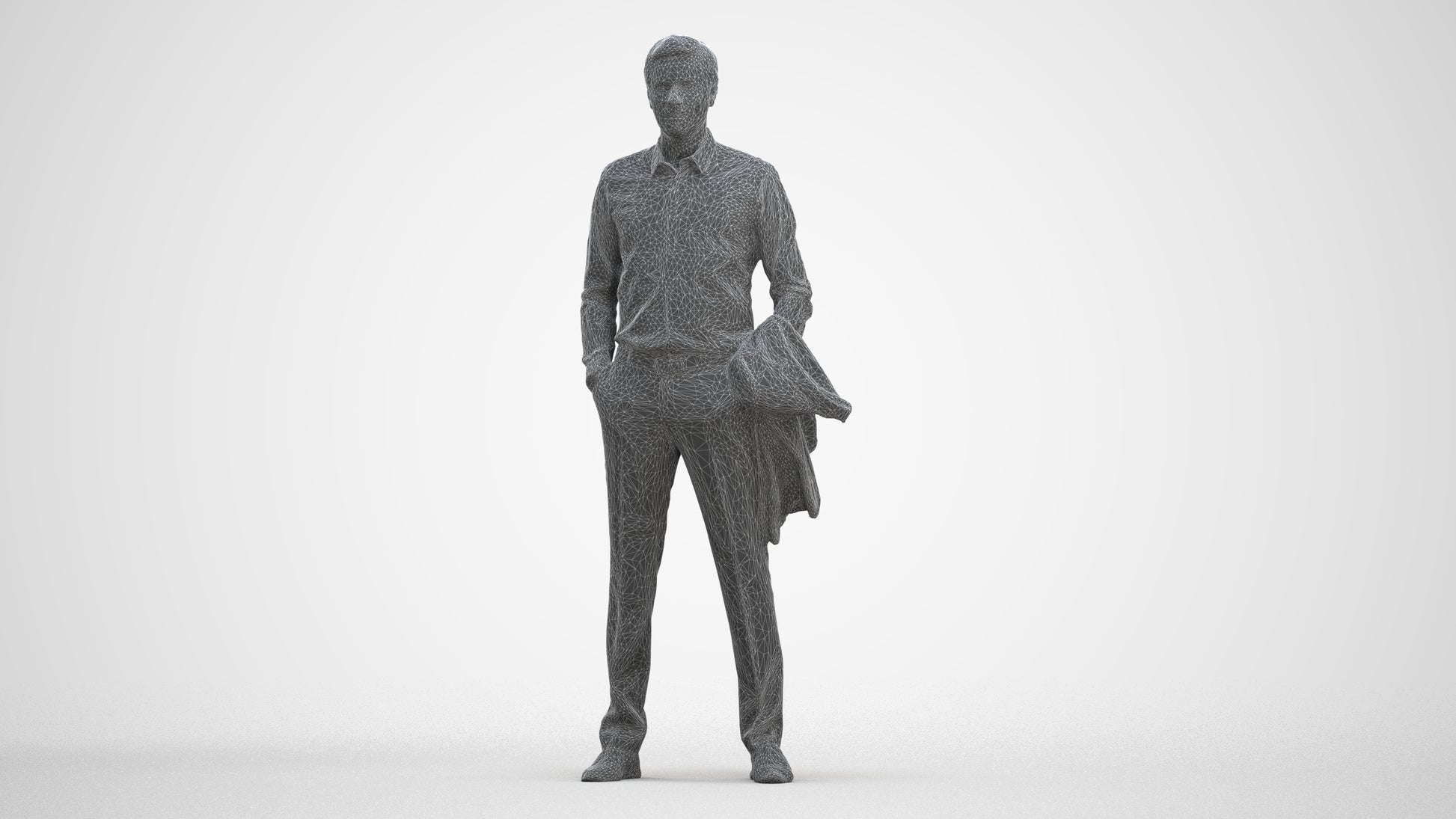 photogrammetry 3D man business, realistic human model archviz FBX, three-quarter front view render