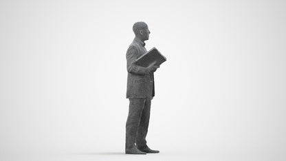 3D scanned man business, photorealistic archviz people for Enscape and SketchUp, wireframe side view