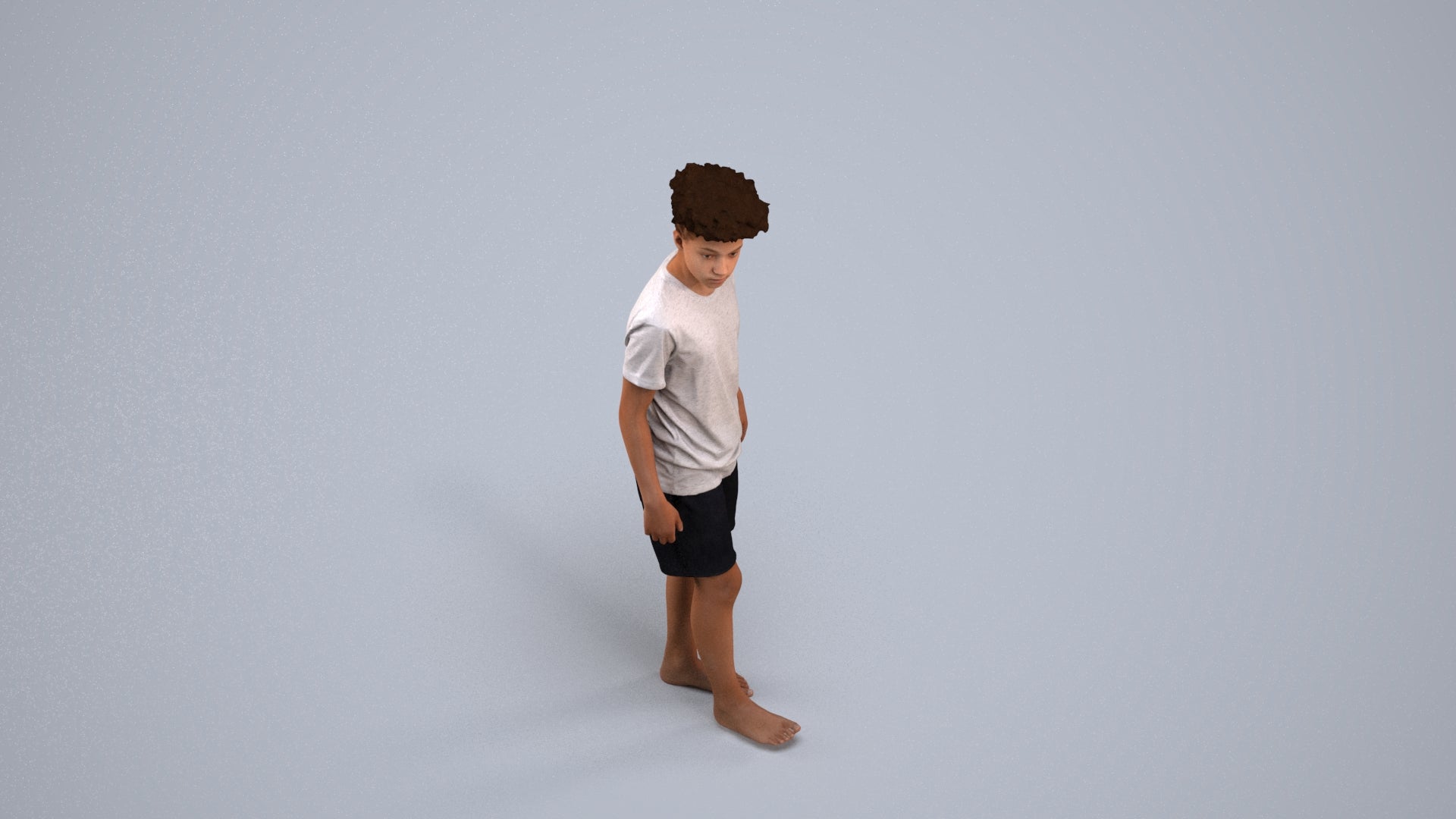 realistic 3D boy casual kids, scanned archviz people for Blender and 3ds Max, back view render