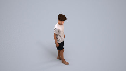 realistic 3D boy casual kids, scanned archviz people for Blender and 3ds Max, back view render