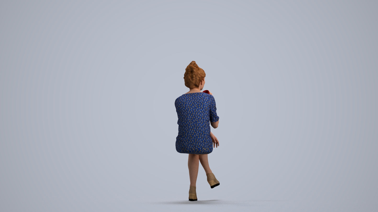 scanned 3D woman casual sitting, photogrammetry people for Enscape and V-Ray, front view render