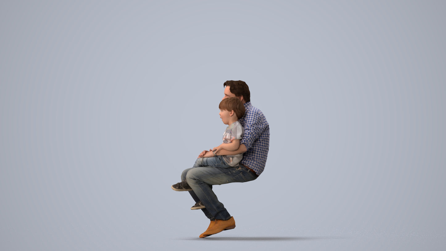 3D people model boy casual kids, scanned human for 3ds Max rendering, three-quarter view render