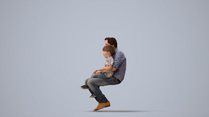 3D people model boy casual kids, scanned human for 3ds Max rendering, three-quarter view render