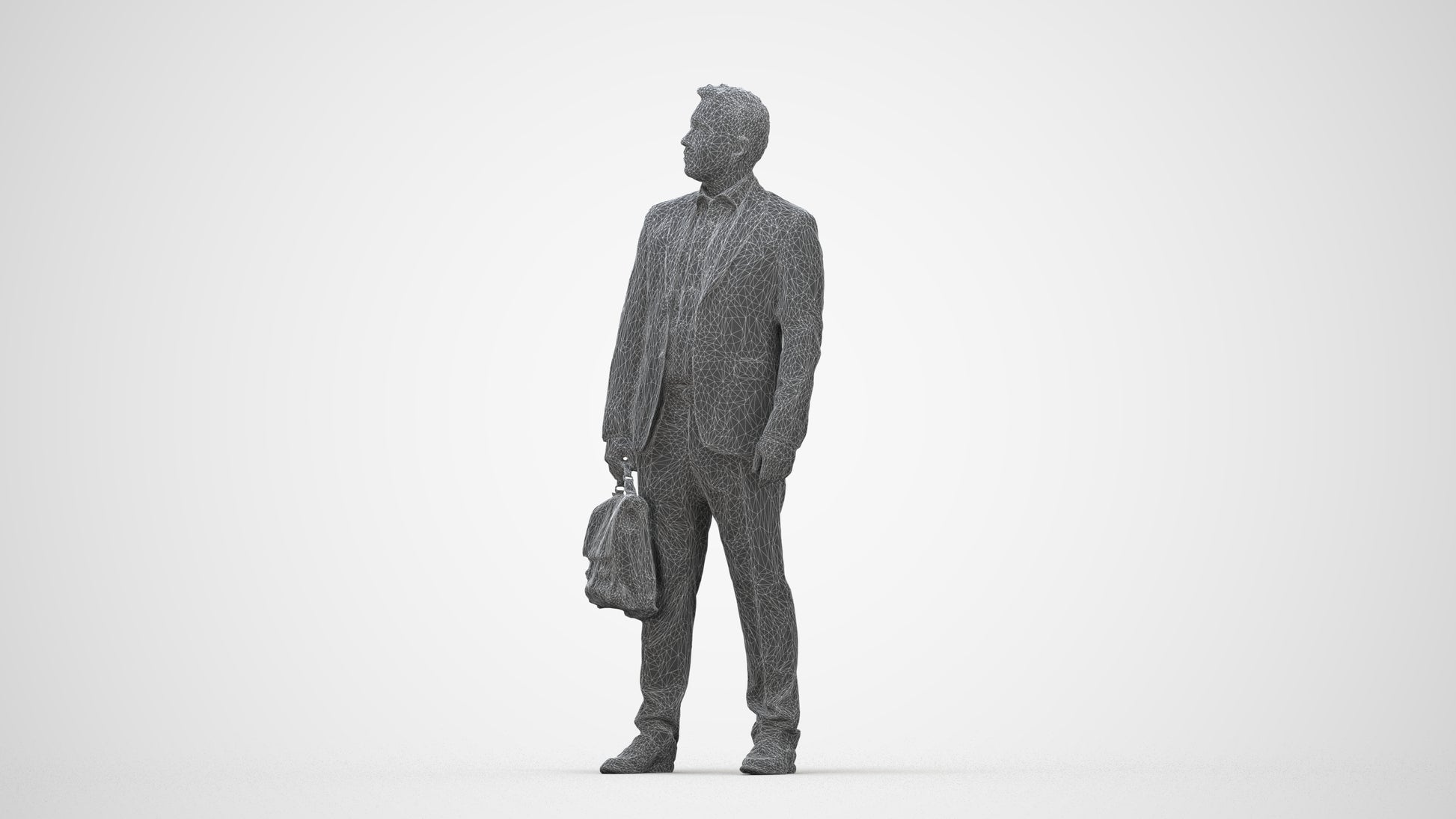 realistic 3D human man business, archviz people FBX OBJ for Blender, wireframe back view