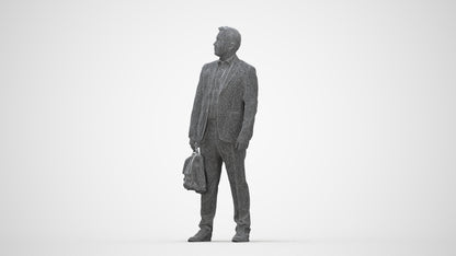 realistic 3D human man business, archviz people FBX OBJ for Blender, wireframe back view