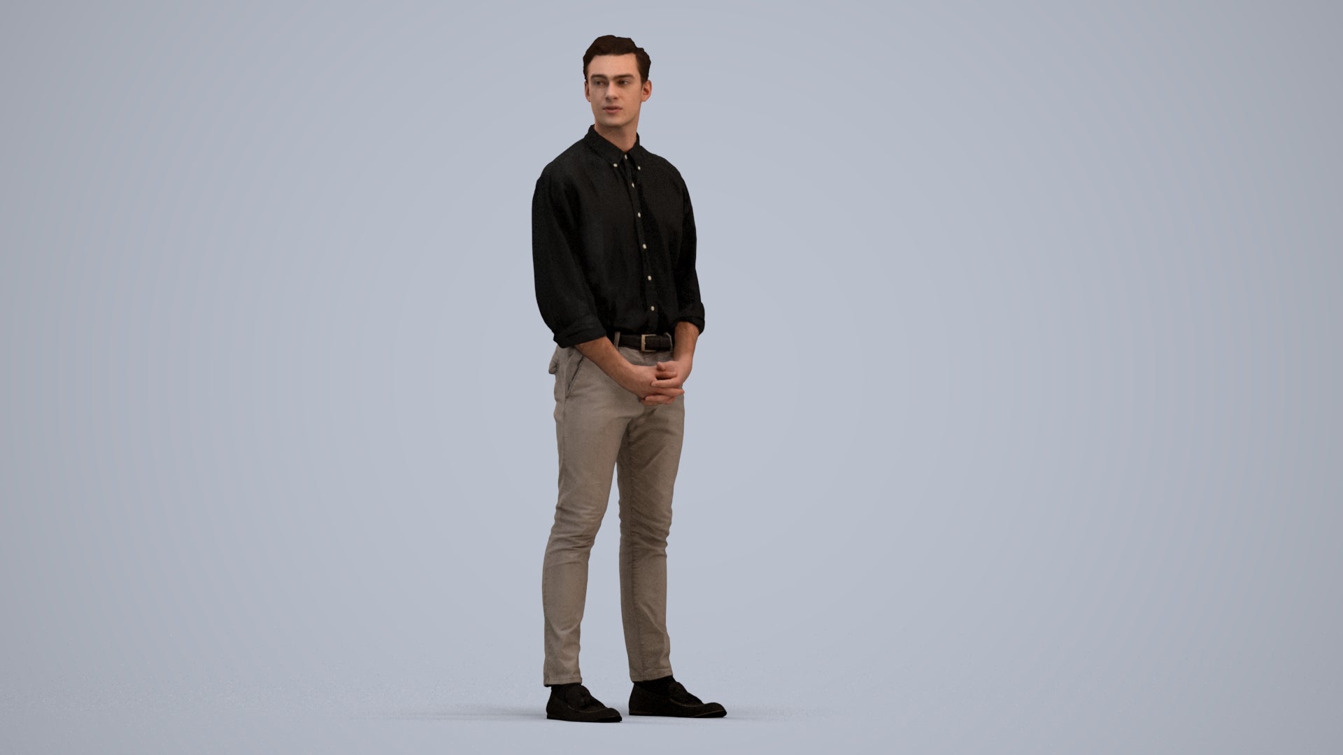 3D people model man casual standing, scanned human for 3ds Max rendering, standing pose render