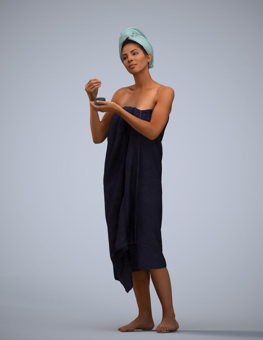 scanned 3D woman standing, photogrammetry people for Enscape and V-Ray
