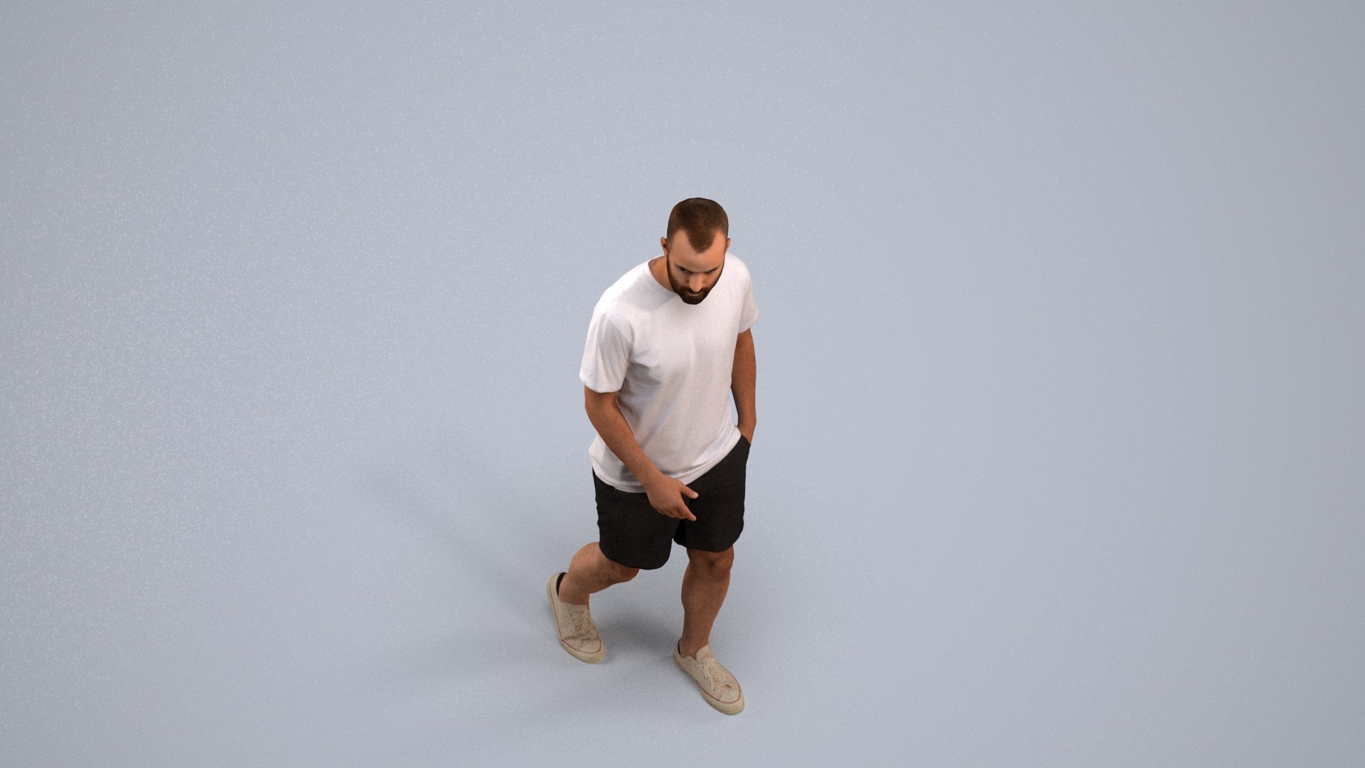 3D scanned man walking casual, photorealistic archviz people for Enscape and SketchUp, back view render