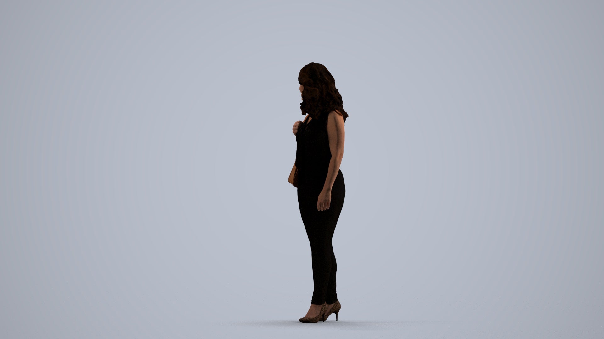 realistic 3D people woman business walking, render-ready for V-Ray and Corona, FBX OBJ, front view render