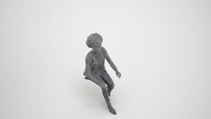 realistic 3D people woman business sitting, render-ready for V-Ray and Corona, FBX OBJ, wireframe three-quarter view