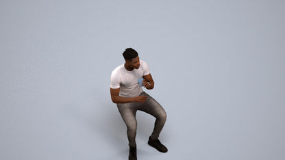 3D human model man casual business, photogrammetry scanned person for archviz, back view render
