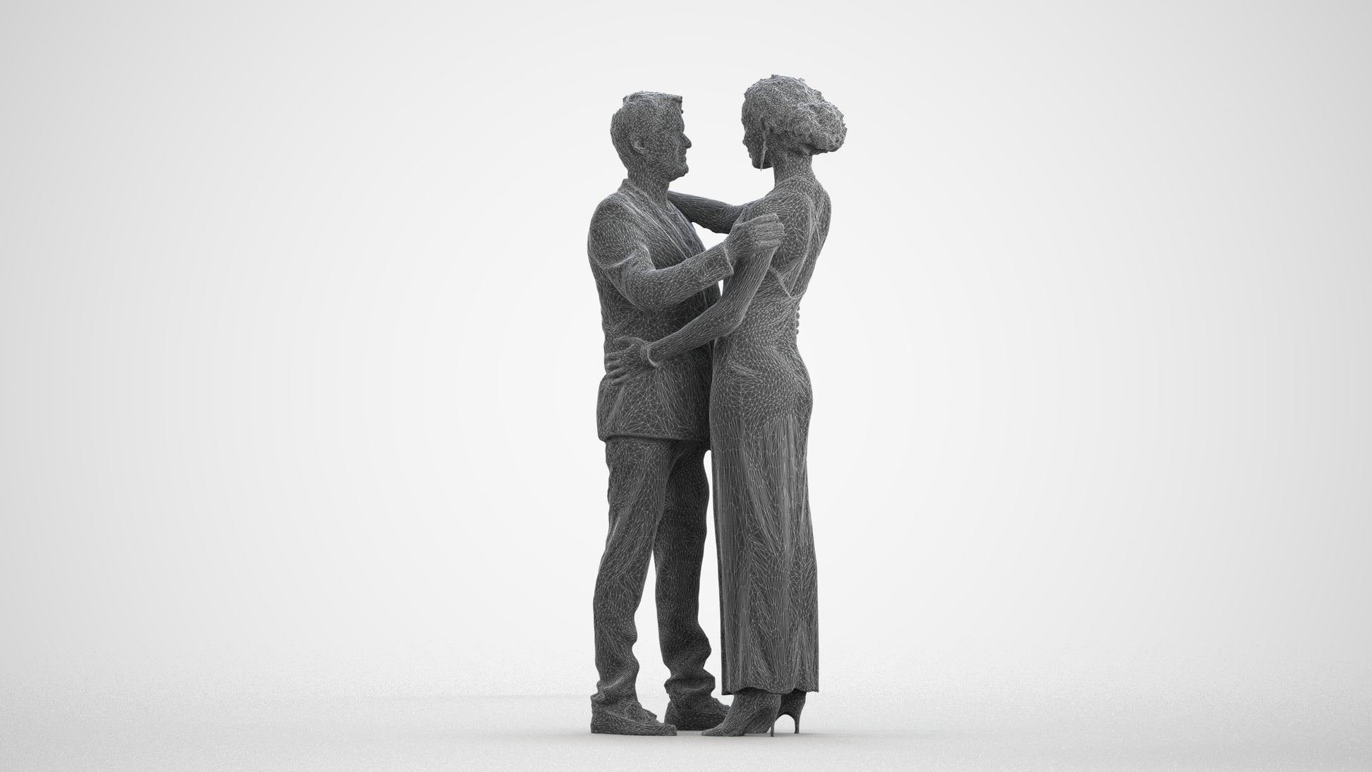 realistic 3D human woman formal dancing, archviz people FBX OBJ for Blender, wireframe front view