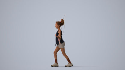 scanned 3D girl sport kids, photogrammetry people for Enscape and V-Ray, three-quarter view render