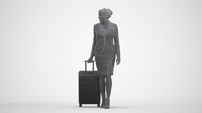 3D people model woman hospitality, scanned human for 3ds Max rendering, three-quarter front view render