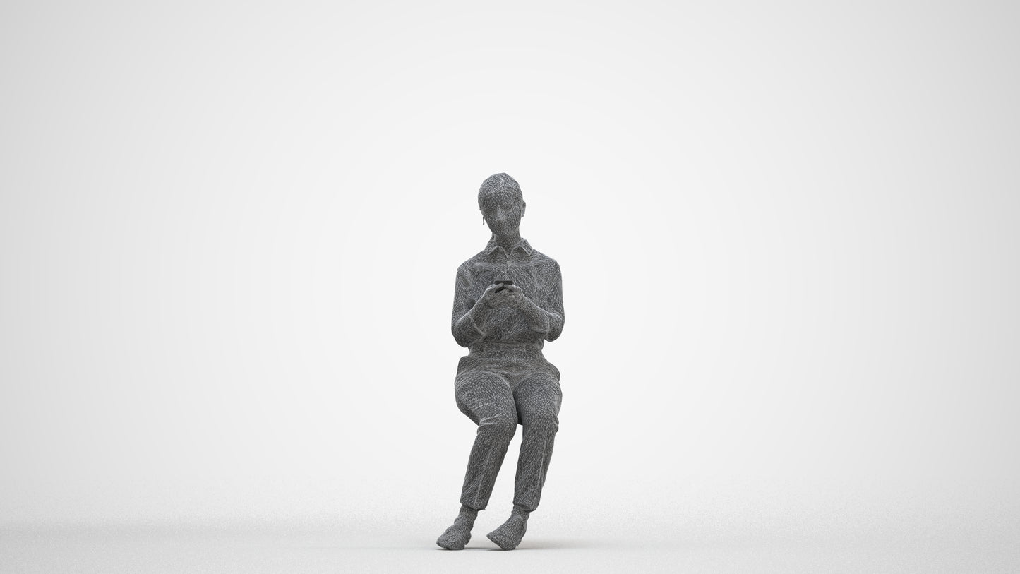 3D people model girl business kids, scanned human for 3ds Max rendering, three-quarter front view render