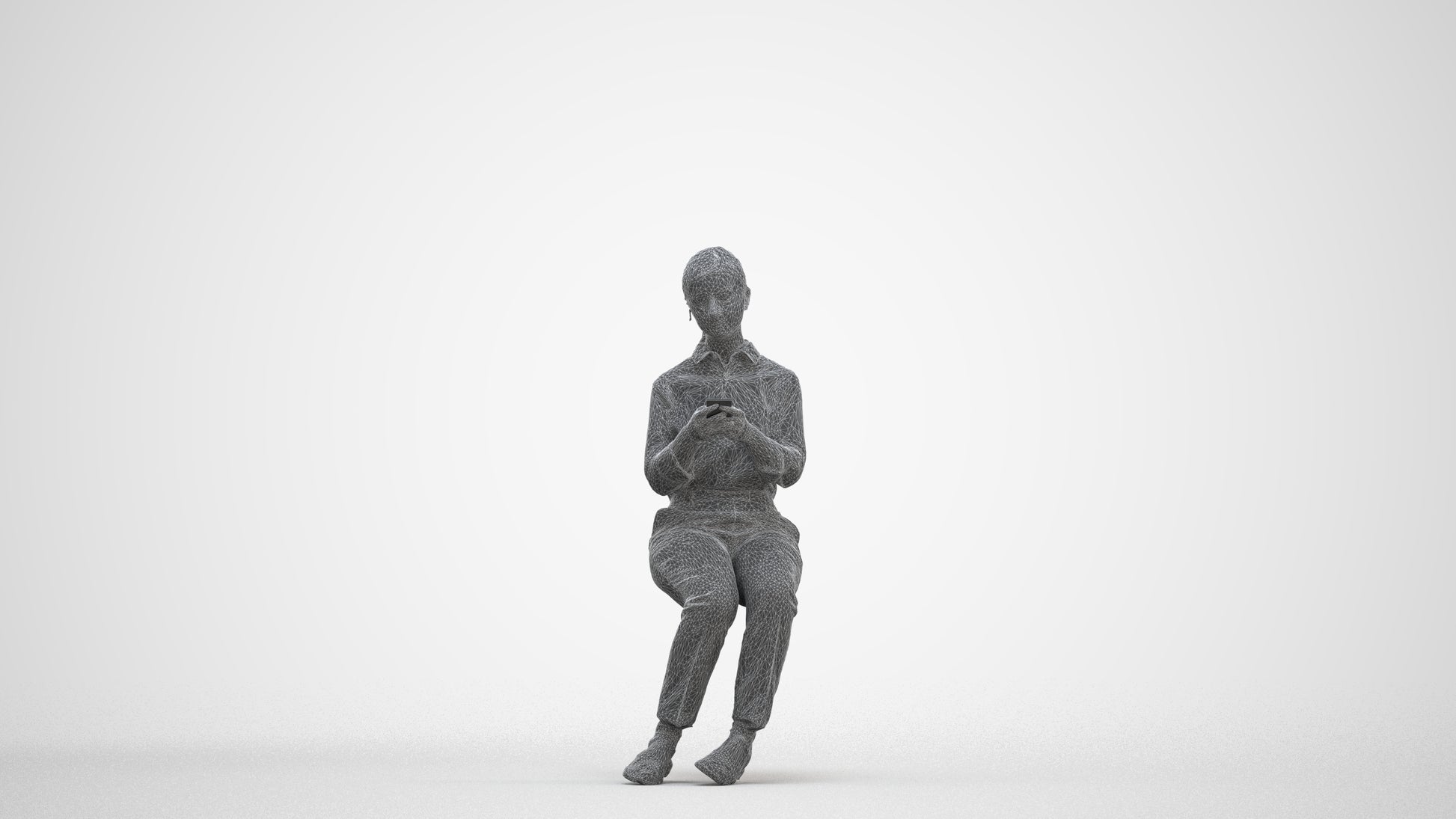 3D people model girl business kids, scanned human for 3ds Max rendering, three-quarter front view render
