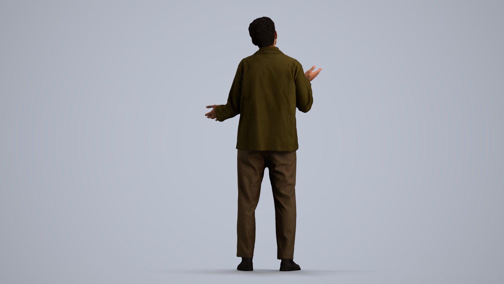 realistic 3D man casual standing, scanned archviz people for Blender and 3ds Max, front view render