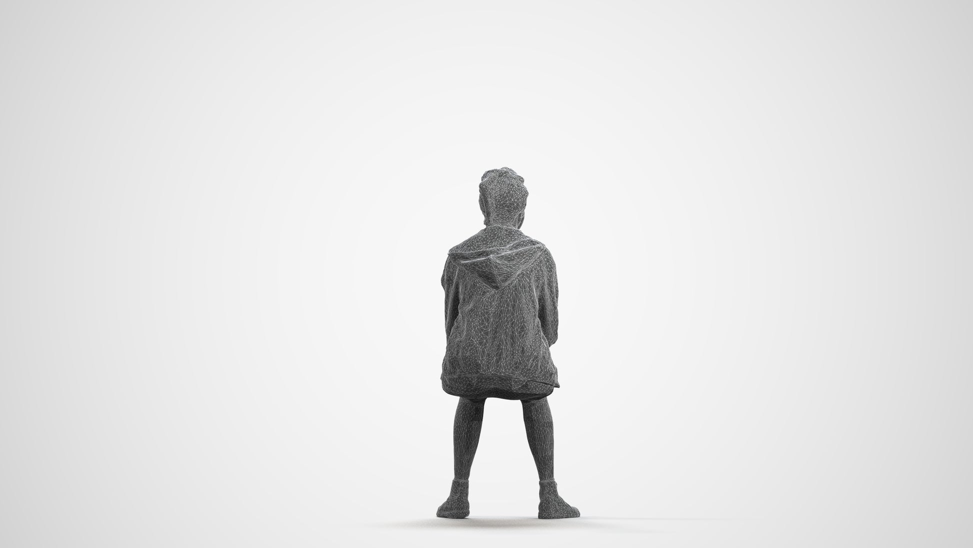 realistic 3D people woman casual sitting, render-ready for V-Ray and Corona, FBX OBJ, wireframe front view