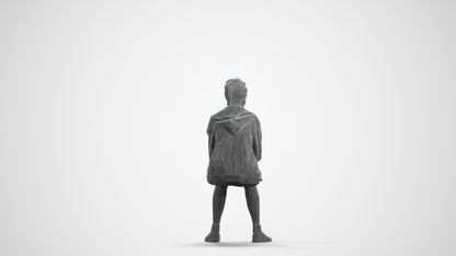 realistic 3D people woman casual sitting, render-ready for V-Ray and Corona, FBX OBJ, wireframe front view