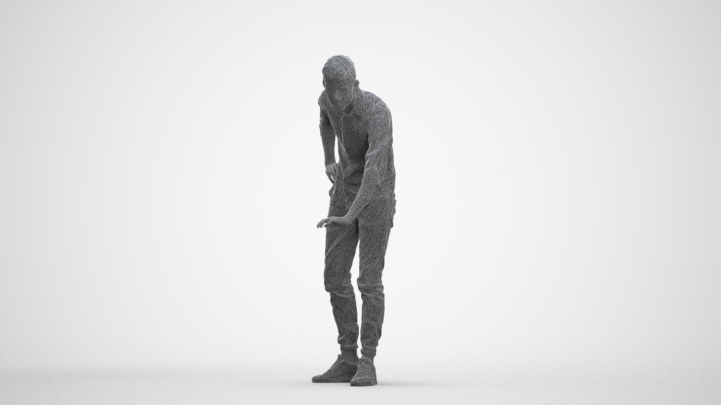 realistic 3D human man casual standing, archviz people FBX OBJ for Blender, three-quarter front view render