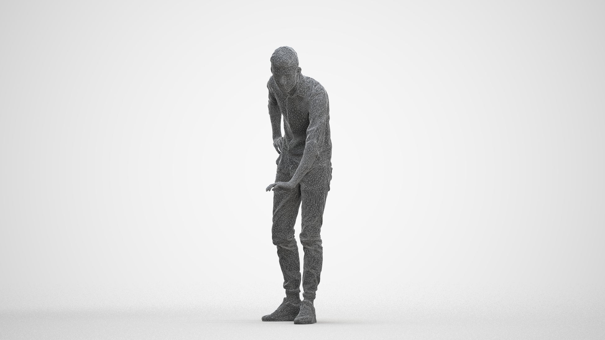 realistic 3D human man casual standing, archviz people FBX OBJ for Blender, three-quarter front view render