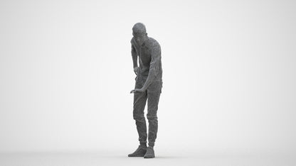 realistic 3D human man casual standing, archviz people FBX OBJ for Blender, three-quarter front view render