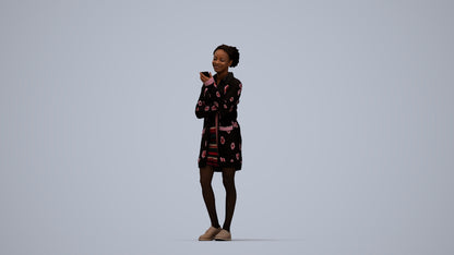 realistic 3D woman casual standing, scanned archviz people for Blender and 3ds Max, top-down view render