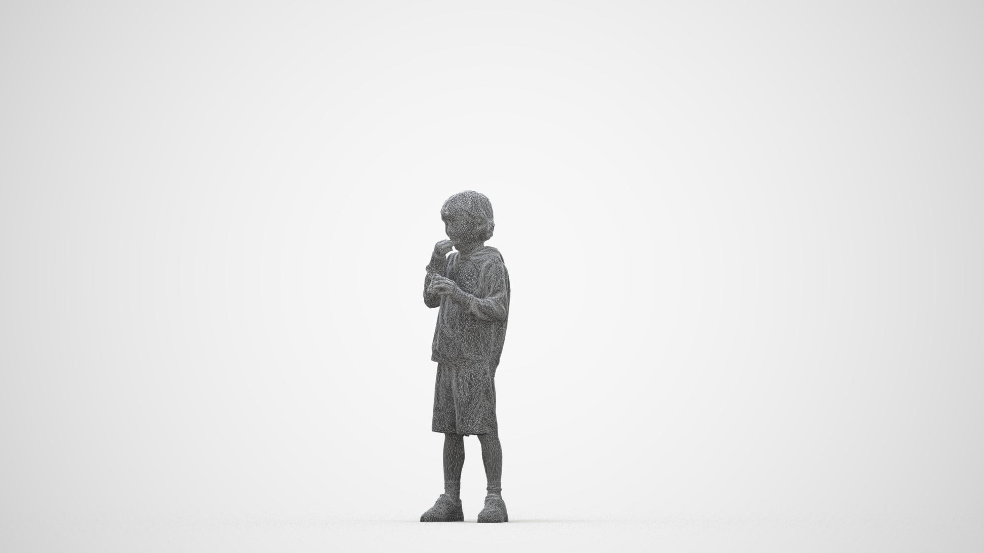 3D scanned boy kids casual, photorealistic archviz people for Enscape and SketchUp, wireframe back view