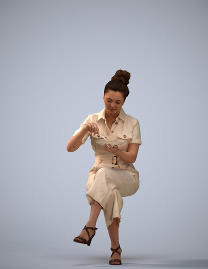photogrammetry 3D woman formal sitting, realistic human model archviz FBX
