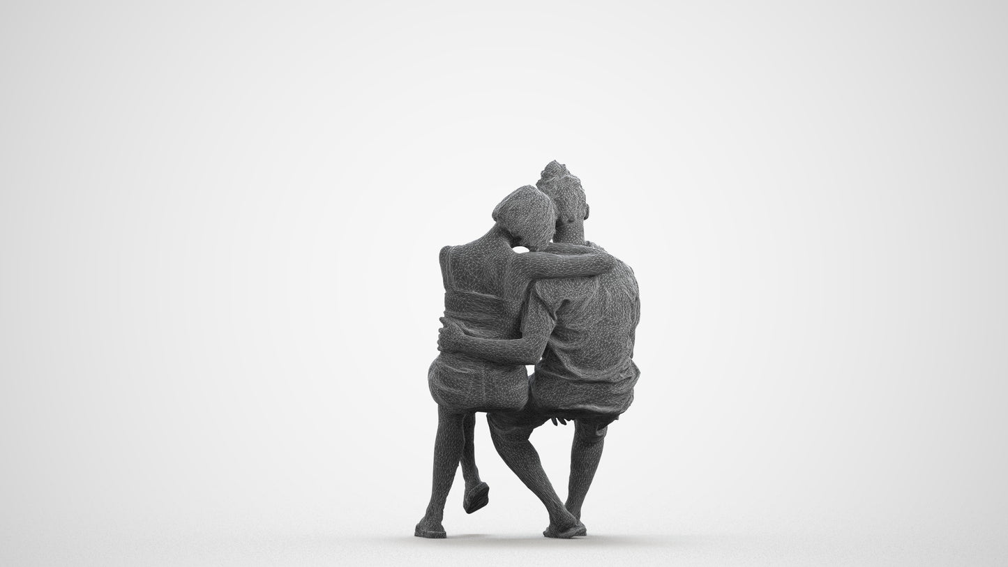 scanned 3D woman sitting, photogrammetry people for Enscape and V-Ray, wireframe front view