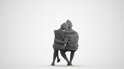 scanned 3D woman sitting, photogrammetry people for Enscape and V-Ray, wireframe front view
