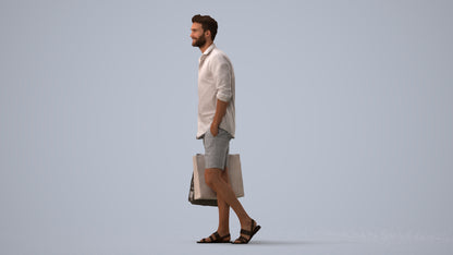 realistic 3D people man casual shopping, render-ready for V-Ray and Corona, FBX OBJ, three-quarter view render